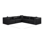 Cube 108" Vegan Leather Upholstered 5pc. Modular Sectional in Black