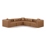 Cube 108" Vegan Leather Upholstered 5pc. Modular Sectional in Brown