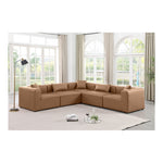 Cube 108" Vegan Leather Upholstered 5pc. Modular Sectional in Brown