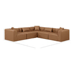 Cube 108" Vegan Leather Upholstered 5pc. Modular Sectional in Brown