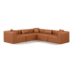 Cube 108" Vegan Leather Upholstered 5pc. Modular Sectional in Cognac