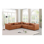 Cube 108" Vegan Leather Upholstered 5pc. Modular Sectional in Cognac