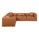 Cube 108" Vegan Leather Upholstered 5pc. Modular Sectional in Cognac