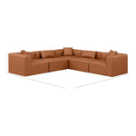 Cube 108" Vegan Leather Upholstered 5pc. Modular Sectional in Cognac