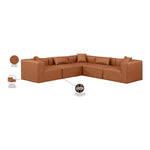 Cube 108" Vegan Leather Upholstered 5pc. Modular Sectional in Cognac