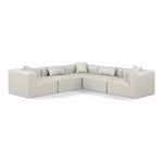 Cube 108" Vegan Leather Upholstered 5pc. Modular Sectional in Cream