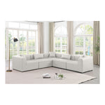 Cube 108" Vegan Leather Upholstered 5pc. Modular Sectional in Cream