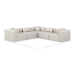 Cube 108" Vegan Leather Upholstered 5pc. Modular Sectional in Cream