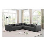 Cube 108" Vegan Leather Upholstered 5pc. Modular Sectional in Charcoal