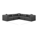 Cube 108" Vegan Leather Upholstered 5pc. Modular Sectional in Charcoal