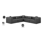 Cube 108" Vegan Leather Upholstered 5pc. Modular Sectional in Charcoal