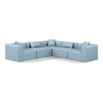 Cube 108" Vegan Leather Upholstered 5pc. Modular Sectional in Light Blue