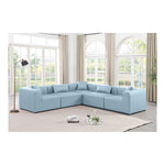 Cube 108" Vegan Leather Upholstered 5pc. Modular Sectional in Light Blue