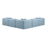 Cube 108" Vegan Leather Upholstered 5pc. Modular Sectional in Light Blue