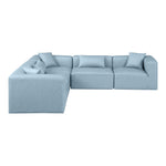 Cube 108" Vegan Leather Upholstered 5pc. Modular Sectional in Light Blue