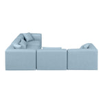 Cube 108" Vegan Leather Upholstered 5pc. Modular Sectional in Light Blue