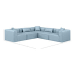 Cube 108" Vegan Leather Upholstered 5pc. Modular Sectional in Light Blue