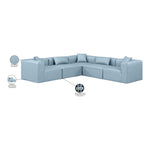 Cube 108" Vegan Leather Upholstered 5pc. Modular Sectional in Light Blue