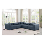 Cube 108" Vegan Leather Upholstered 5pc. Modular Sectional in Navy