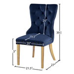 Carmen Velvet Upholstered Dining Chair in Navy
