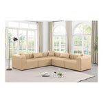 Cube 108" Vegan Leather Upholstered 5pc. Modular Sectional in Tan