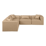 Cube 108" Vegan Leather Upholstered 5pc. Modular Sectional in Tan