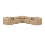 Cube 108" Vegan Leather Upholstered 5pc. Modular Sectional in Tan