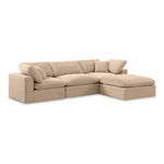 Comfy 119" Velvet Upholstered 4pc. Modular Sectional in Beige