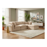 Comfy 119" Velvet Upholstered 4pc. Modular Sectional in Beige