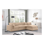 Comfy 119" Velvet Upholstered 4pc. Modular Sectional in Beige