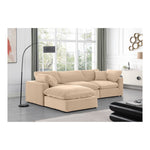 Comfy 119" Velvet Upholstered 4pc. Modular Sectional in Beige