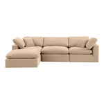 Comfy 119" Velvet Upholstered 4pc. Modular Sectional in Beige