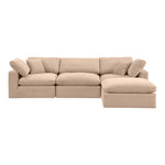 Comfy 119" Velvet Upholstered 4pc. Modular Sectional in Beige