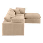 Comfy 119" Velvet Upholstered 4pc. Modular Sectional in Beige