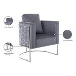 Casa Velvet Upholstered Chair in Grey