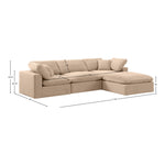 Comfy 119" Velvet Upholstered 4pc. Modular Sectional in Beige