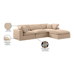Comfy 119" Velvet Upholstered 4pc. Modular Sectional in Beige