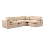 Comfy 119" Velvet Upholstered 4pc. Modular Sectional in Beige