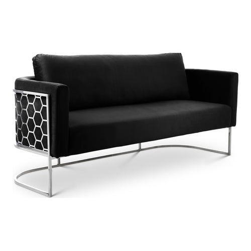 Casa 75.5" Velvet Upholstered Sofa in Black