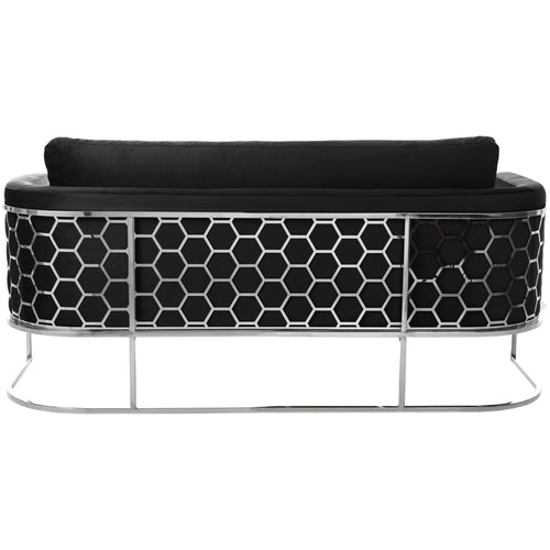 Casa 75.5" Velvet Upholstered Sofa in Black