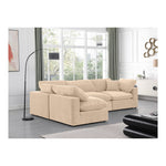 Comfy 119" Velvet Upholstered 4pc. Modular Sectional in Beige