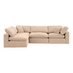 Comfy 119" Velvet Upholstered 4pc. Modular Sectional in Beige