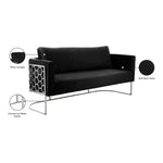 Casa 75.5" Velvet Upholstered Sofa in Black