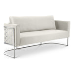 Casa 75.5" Velvet Upholstered Sofa in Cream