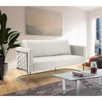 Casa 75.5" Velvet Upholstered Sofa in Cream