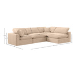 Comfy 119" Velvet Upholstered 4pc. Modular Sectional in Beige