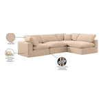 Comfy 119" Velvet Upholstered 4pc. Modular Sectional in Beige