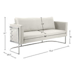 Casa 75.5" Velvet Upholstered Sofa in Cream