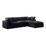 Comfy 119" Velvet Upholstered 4pc. Modular Sectional in Black