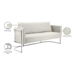 Casa 75.5" Velvet Upholstered Sofa in Cream